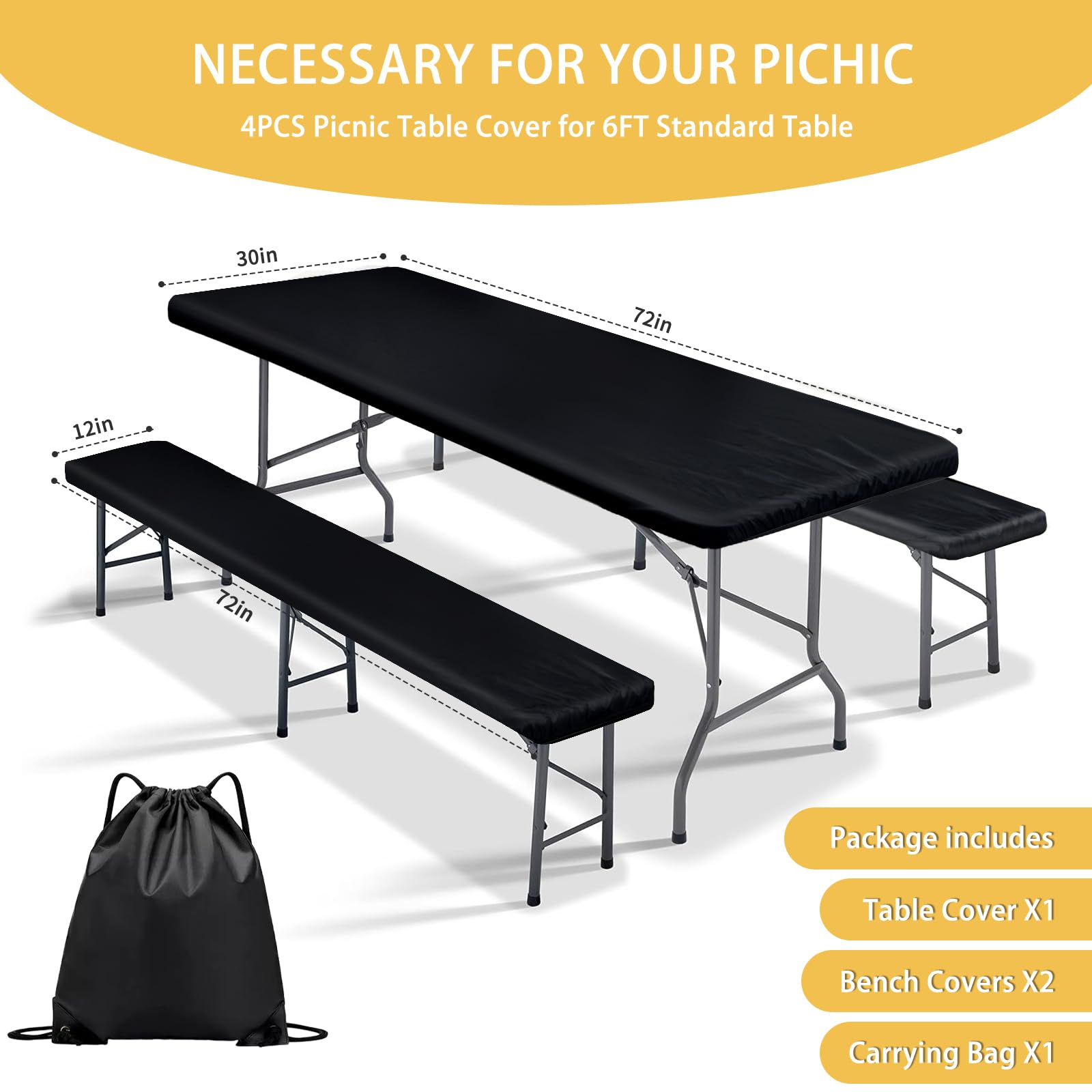 YEYE JUICE bench covers securely fit a picnic bench, keeping dirt away during outdoor dining.