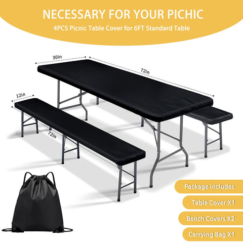 YEYE JUICE bench covers securely fit a picnic bench, keeping dirt away during outdoor dining.