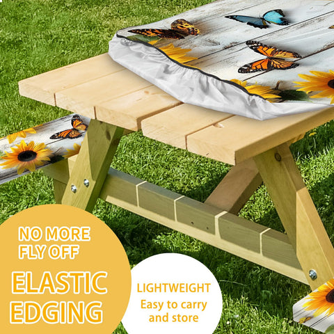 YEYE JUICE sunflower wood grain print design on table cover
