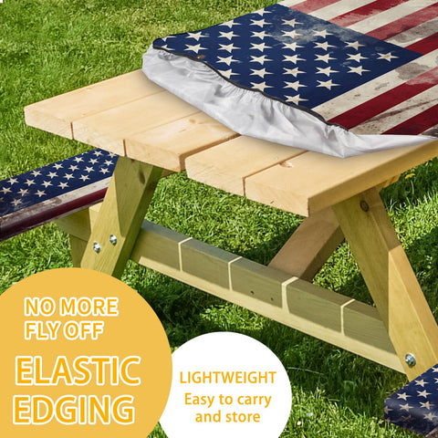 YEYE JUICE elastic edge table cover stays in place on windy outdoor tables