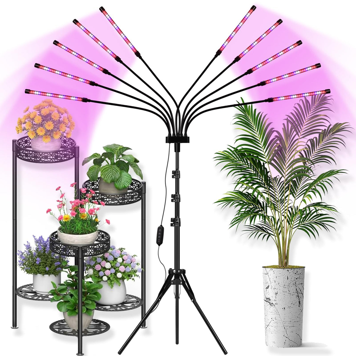 Yehsence grow light with 10 heads full-spectrum close up for broad indoor coverage.