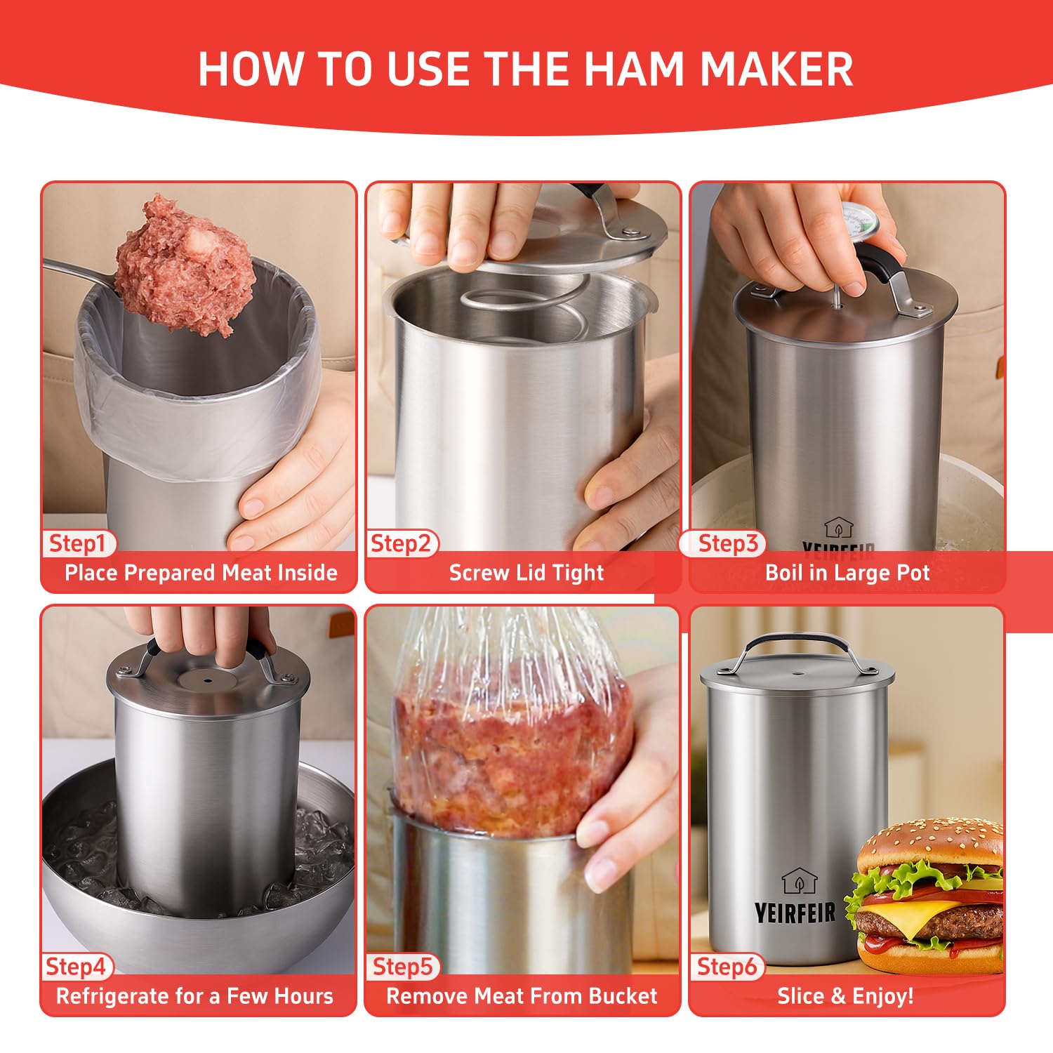YEIRFEIR deli meat press compact design saves counter space.