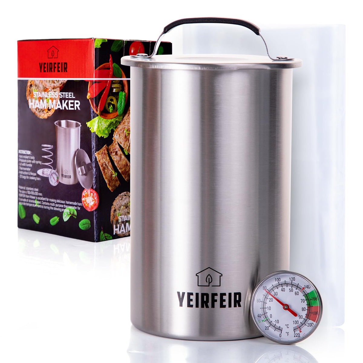 YEIRFEIR ham maker press with large dial thermometer for precise internal temps.