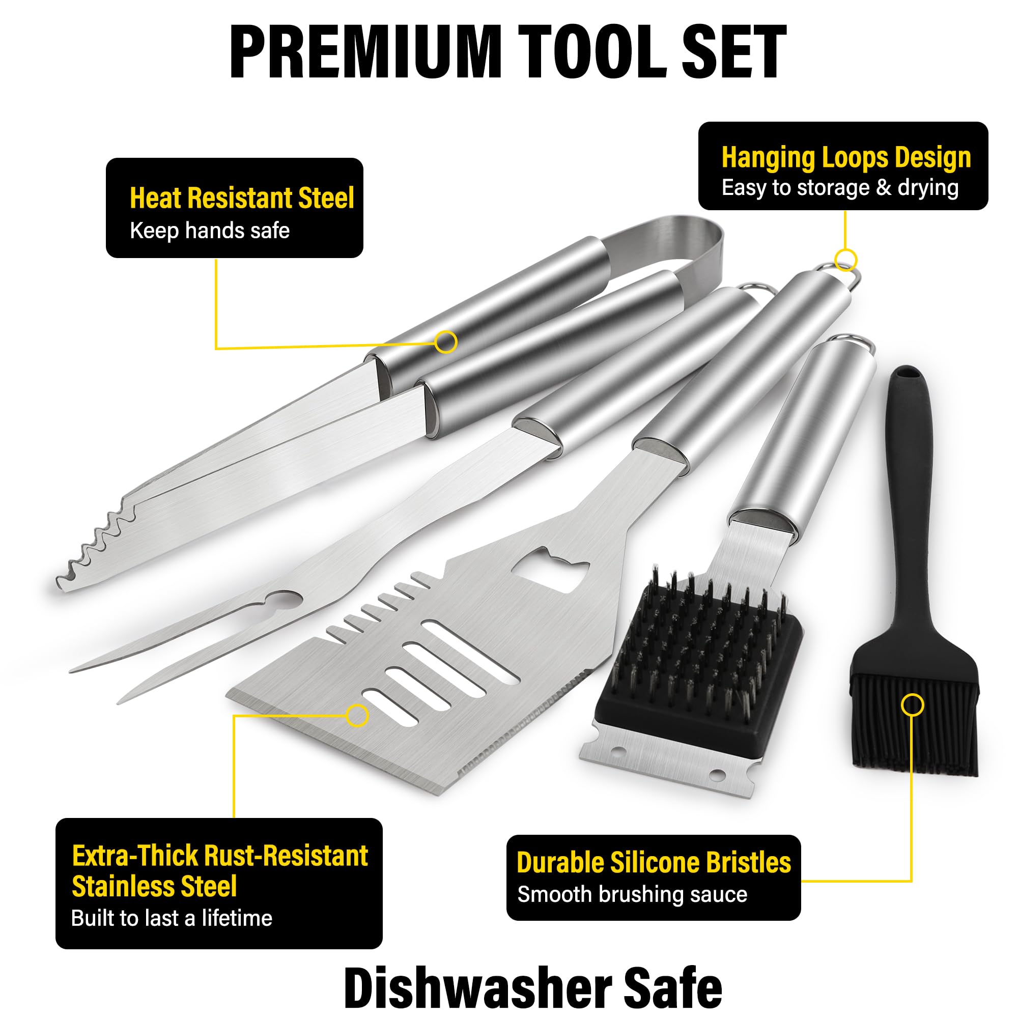Yekale grill fork for steady turning and meat handling
