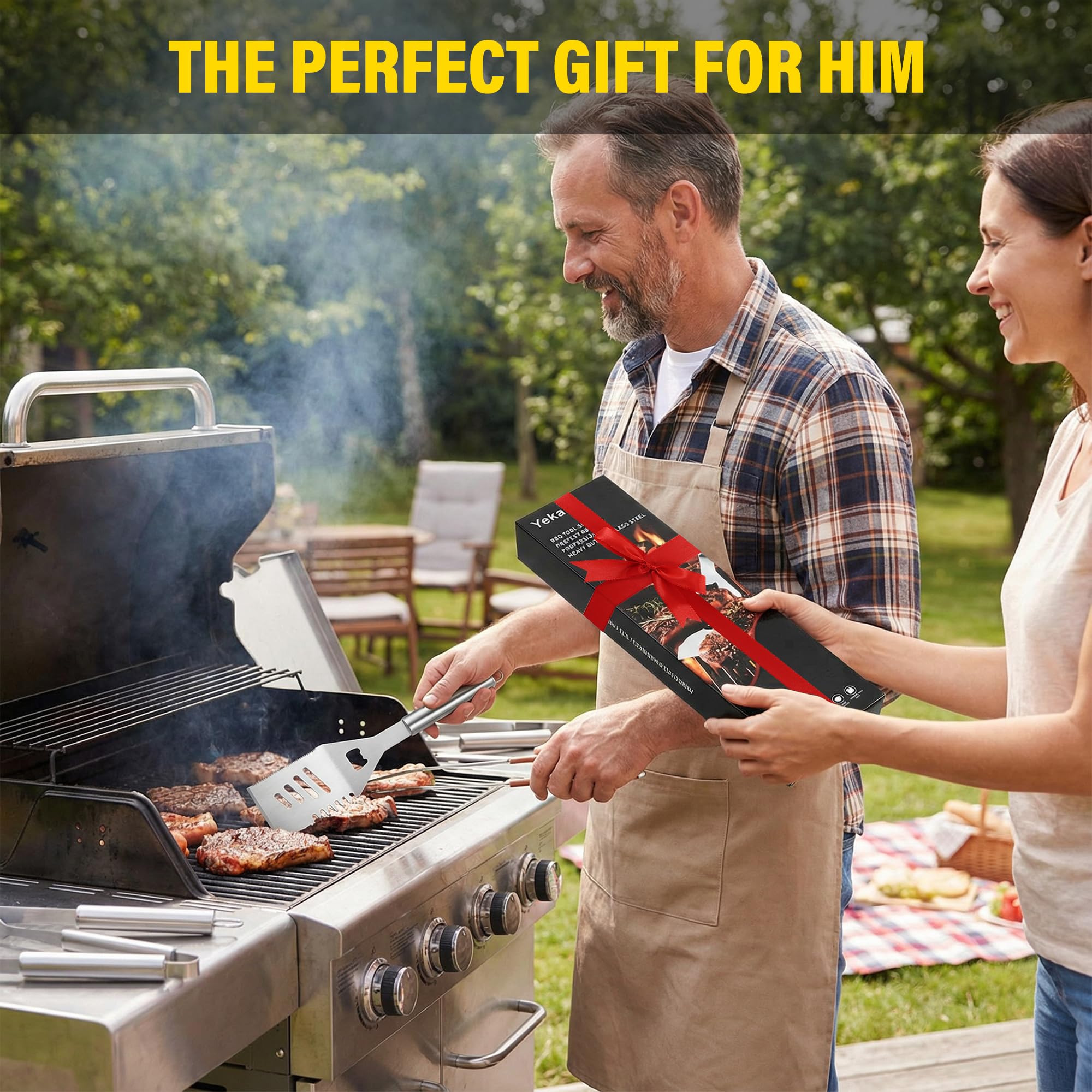 Yekale grill tongs for secure grip during grilling