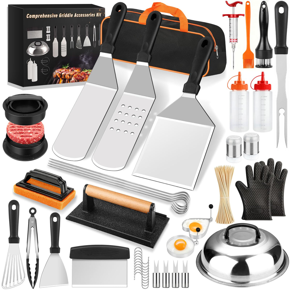 Yekale 142-piece griddle accessories set with professional-grade tools for grill masters