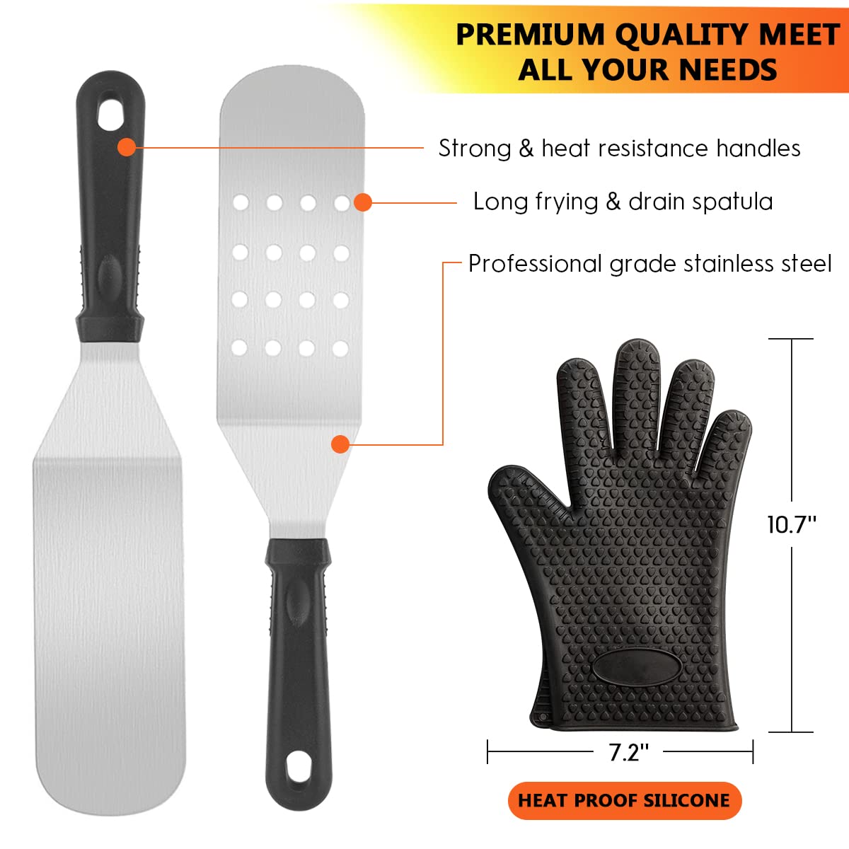 Yekale Griddle Accessories Kit tongs lifting hot vegetables safely
