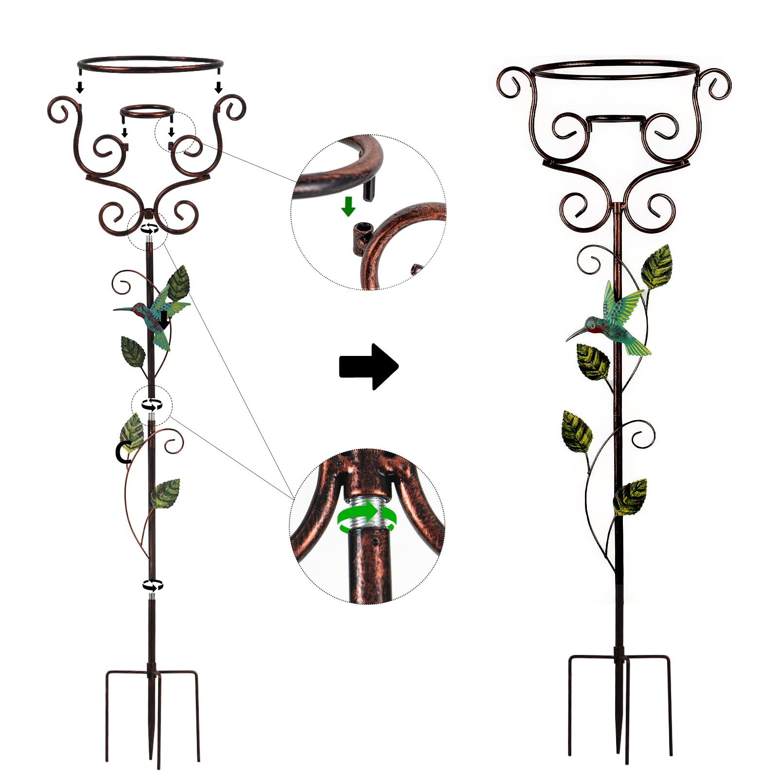 YELENEW ground spike anchors the stand on lawns.