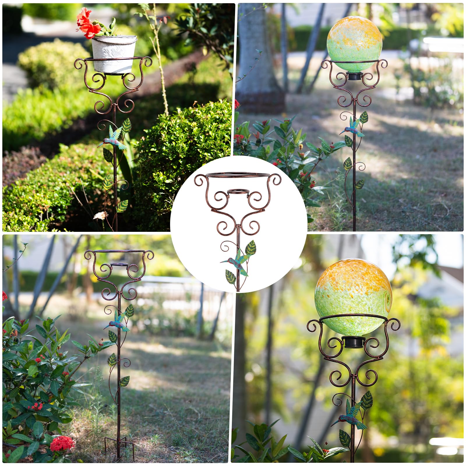 YELENEW wrought-iron stand delivers durable garden display.
