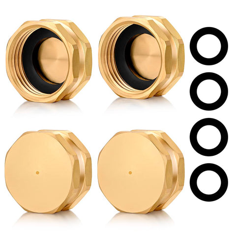 YELUN 3/4-in brass end cap with washers for leak-free hose ends