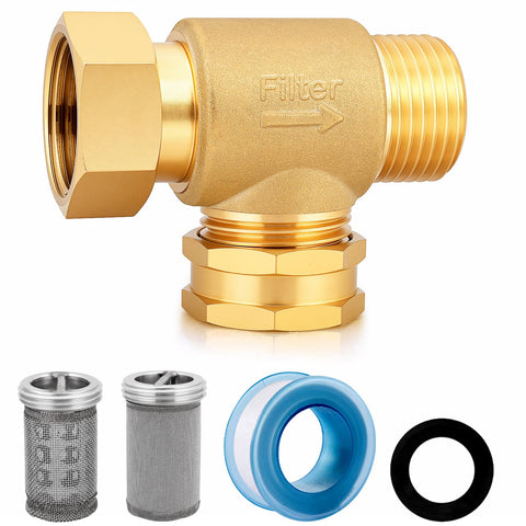 YELUN brass garden hose filter body with dual mesh screens for cleaner water