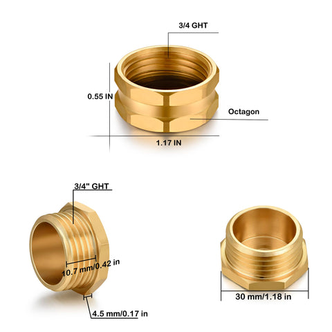 YELUN brass garden hose plug 3-4 inch male thread close-up.