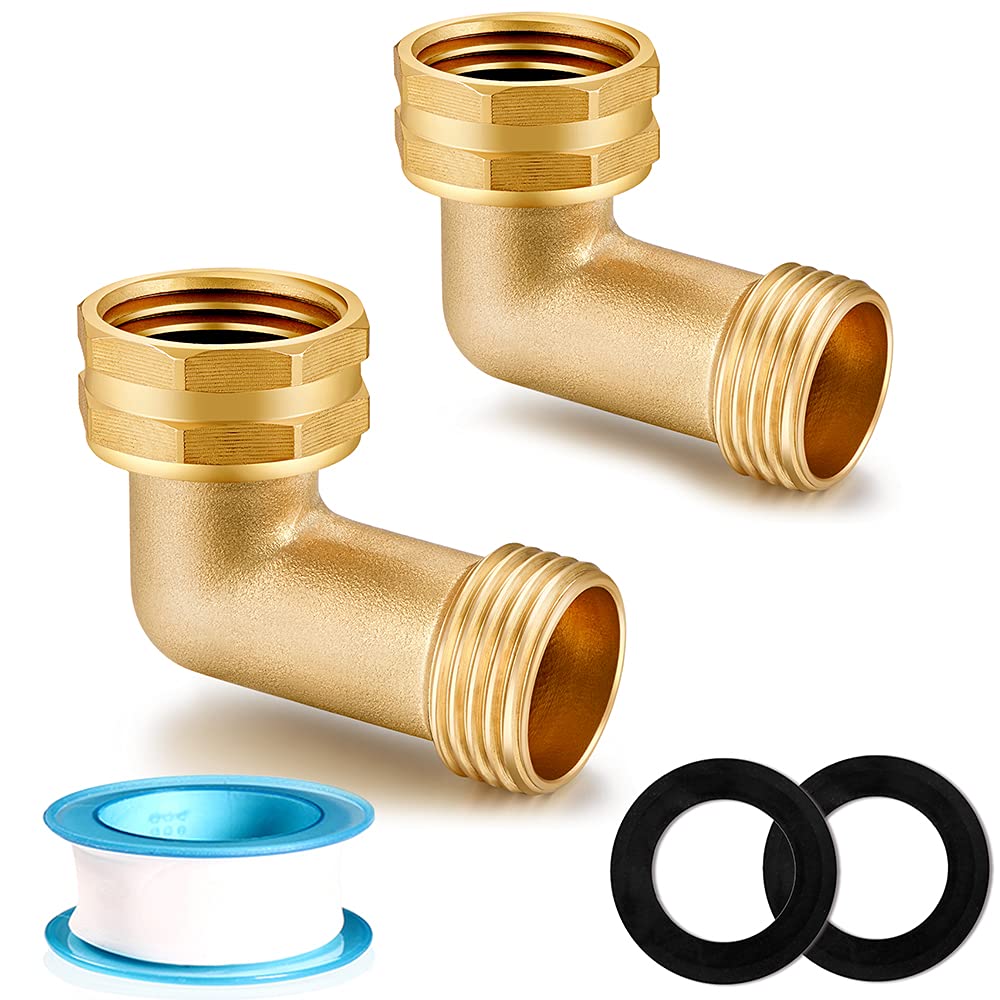 YELUN 90 degree brass hose elbow reduces hose strain during watering