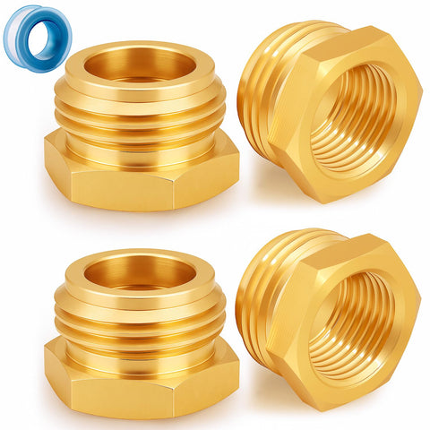 YELUN brass pipe-to-garden-hose adapter front view for easy outdoor connections
