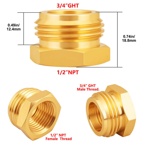 YELUN brass adapter threaded end detail showing compatibility