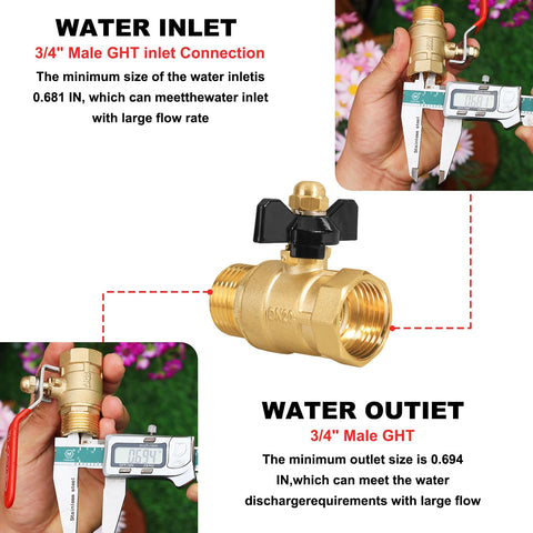 YELUN brass shut-off valve with washers and tape included