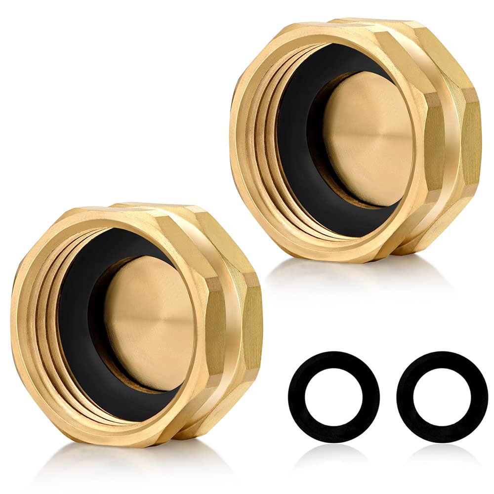 YELUN brass garden hose end cap close-up, 3/4-inch thread for a secure seal.