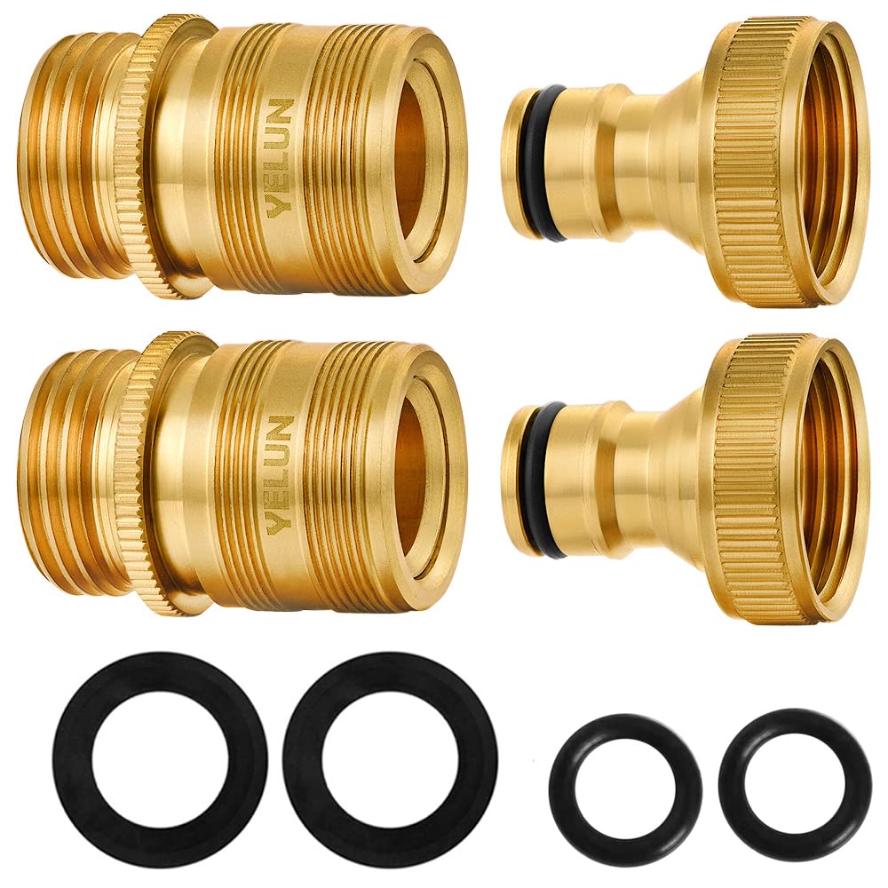 YELUN solid brass quick-connect set for 3/4 GHT external threading, ready to install.
