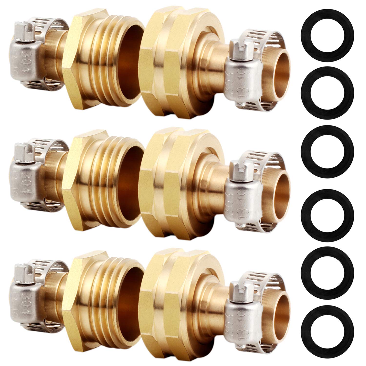 YELUN solid brass hose connector close-up shows rustproof construction for durability.