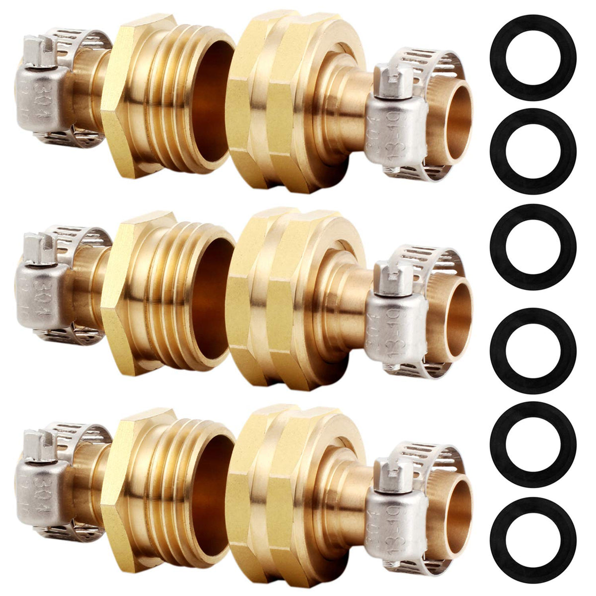 YELUN solid brass hose connector close-up shows rustproof construction for durability.