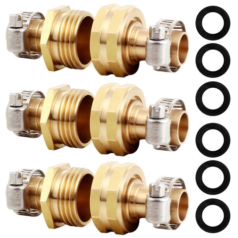 YELUN solid brass hose connector close-up shows rustproof construction for durability.