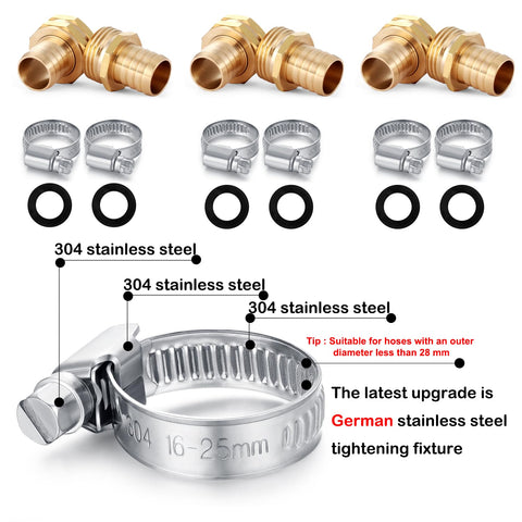 Stainless clamps and rubber gaskets for secure leak-free hose joins.
