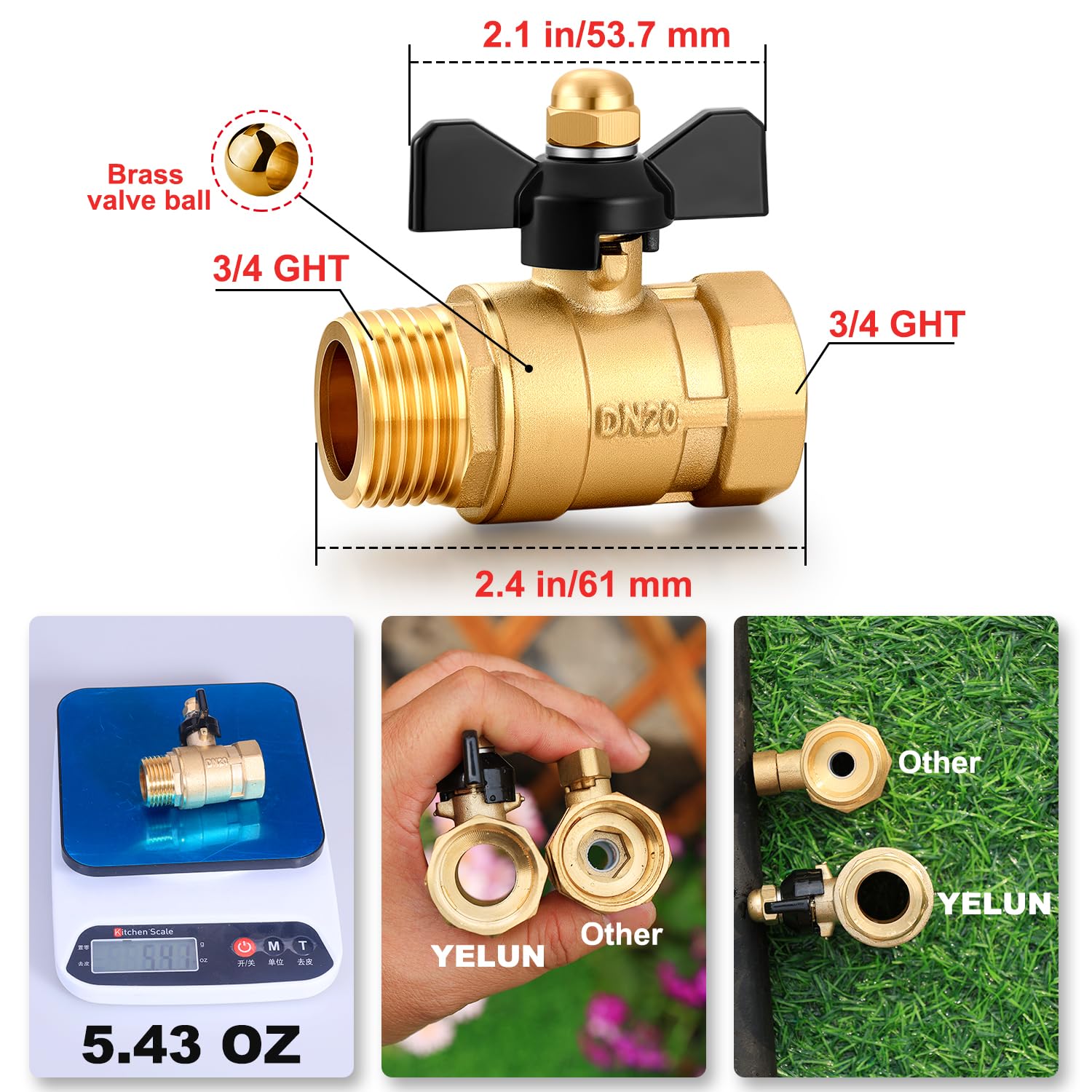 YELUN valve top view, butterfly handle for easy grip