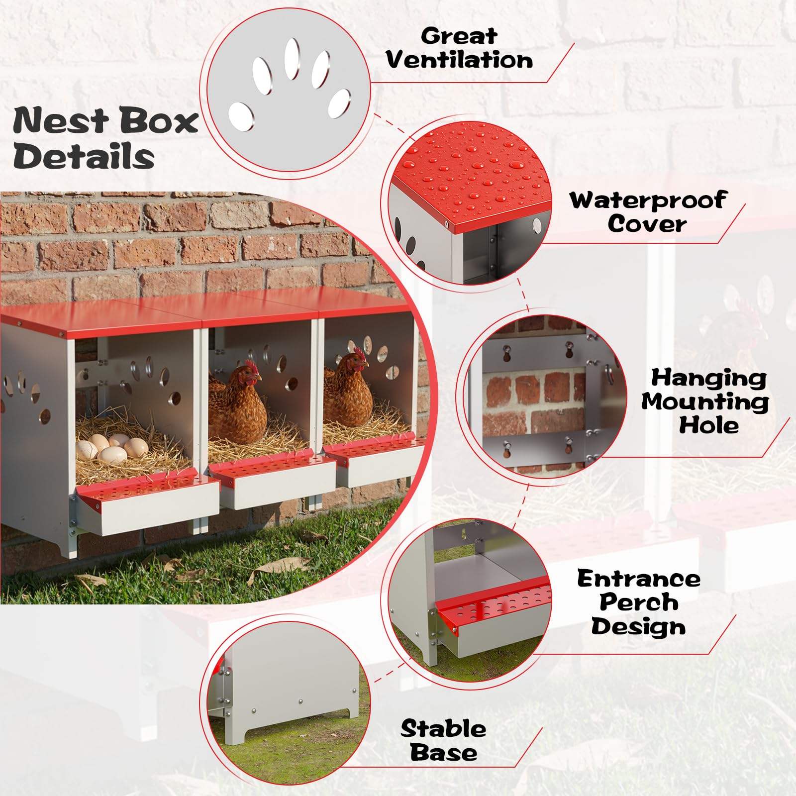 YENAM wall-mount nesting box saving space in coop