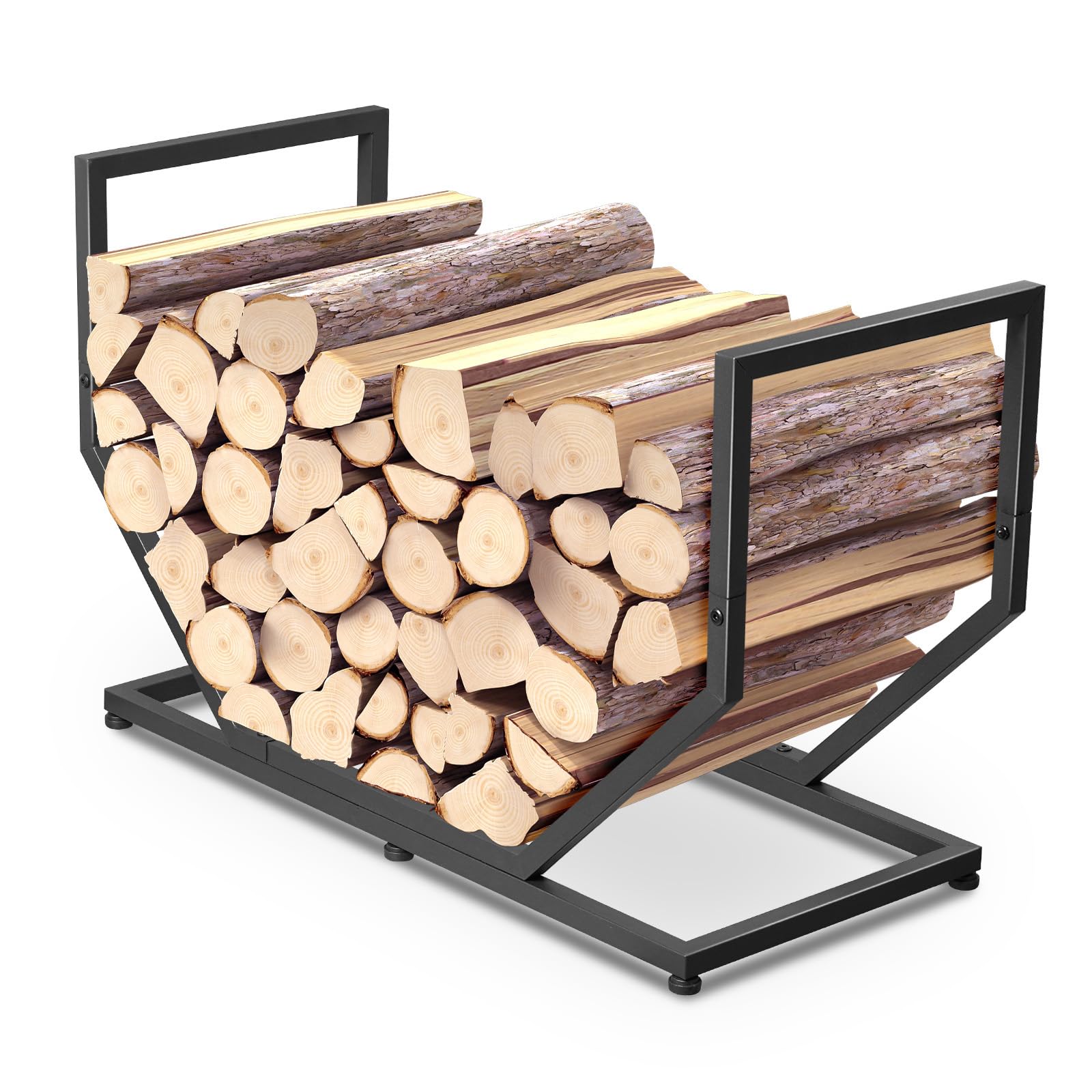 YENGOTH Firewood Rack front view showing ample 31-inch storage for indoor and outdoor use
