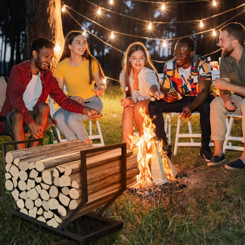 YENGOTH Firewood Rack adjustable feet level on uneven surfaces for stability