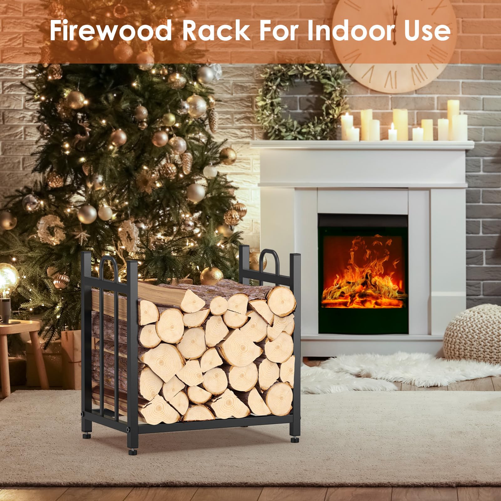 YENGOTH Firewood Rack side view highlighting portable functionality.