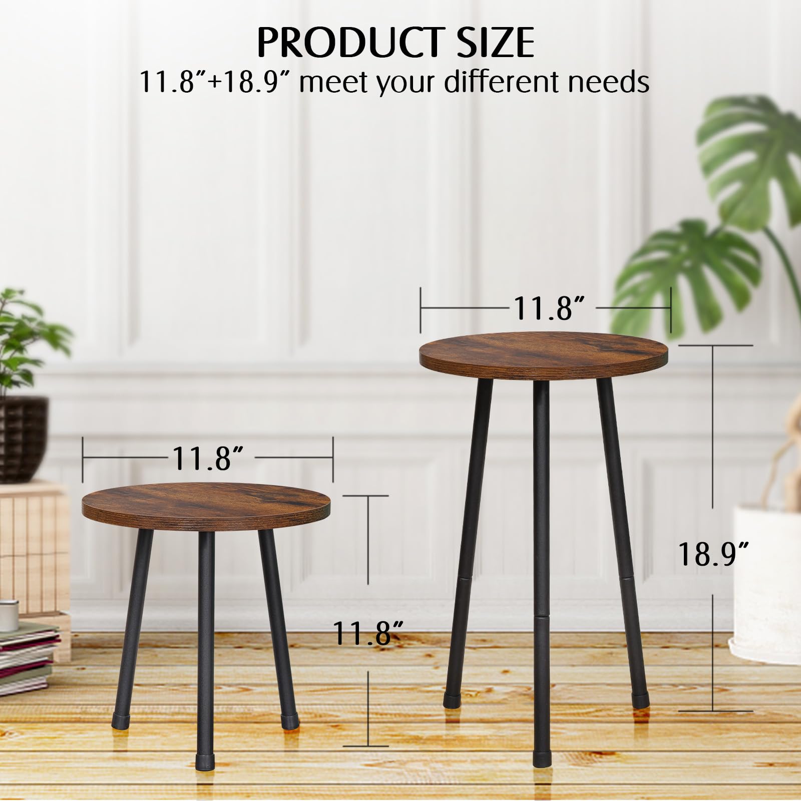 YENGOTH mid-century wood top complements modern decor and elevates plants stylishly.