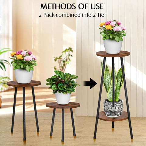 YENGOTH plant stand with metal legs provides stable support for tall pots.