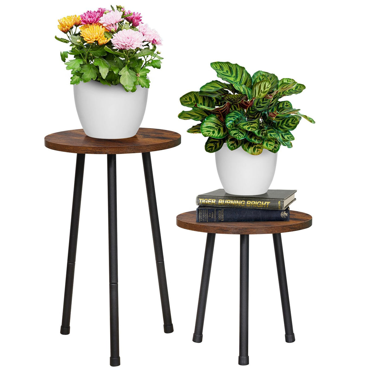 YENGOTH two-pack plant stand assembly shows easy DIY setup for flexible display.