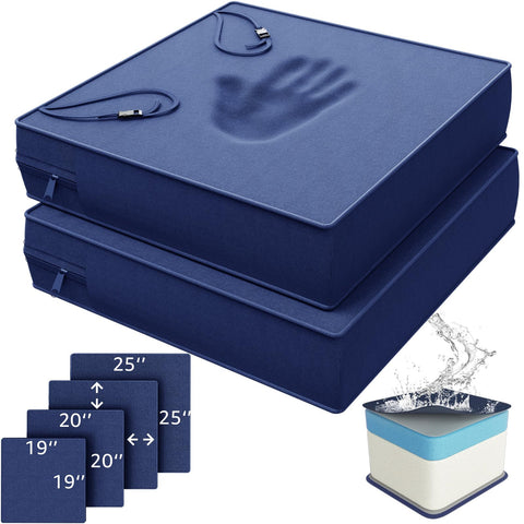 YENING memory foam outdoor cushions with waterproof 4-inch navy cover for all-weather comfort