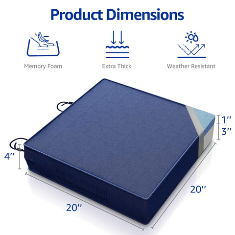 YENING navy 21x21 square cushion offering balanced support for medium chairs
