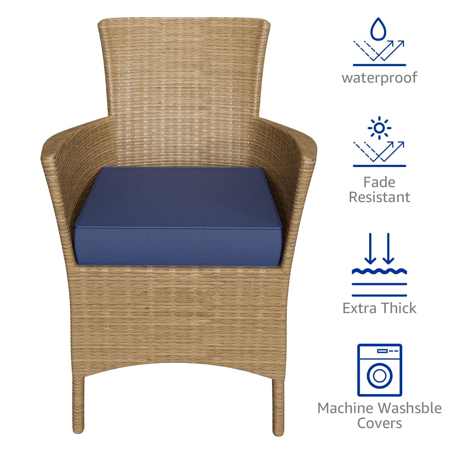 YENING navy 25x25 square cushion for roomy patio chairs and lounges