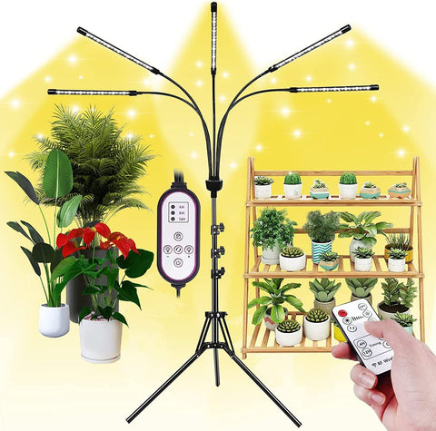 yentbokj five-head LED grow lamp on tripod stand for stable indoor lighting