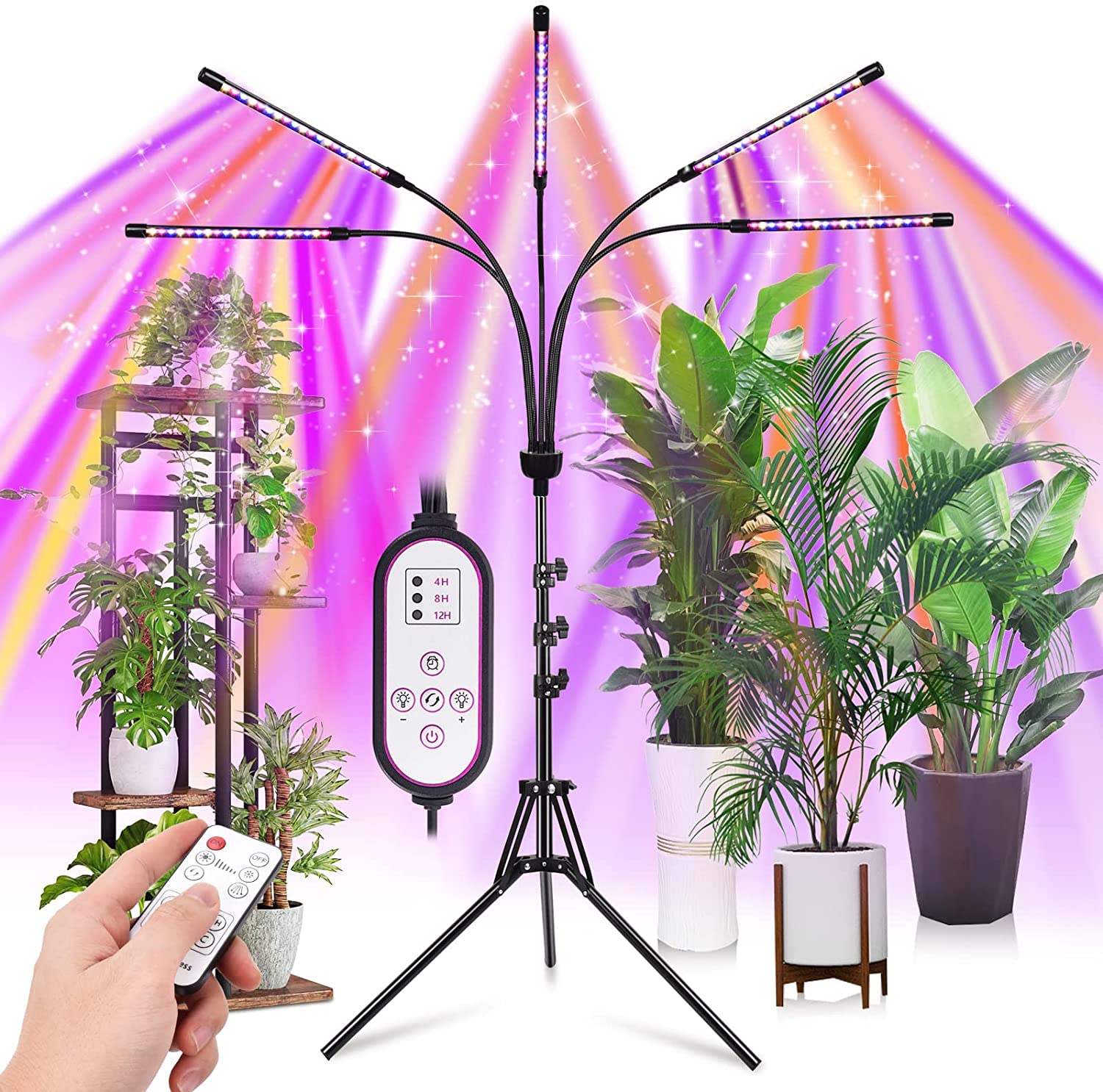 Yentbokj grow light with stand extended offers flexible height for compact indoor gardens.