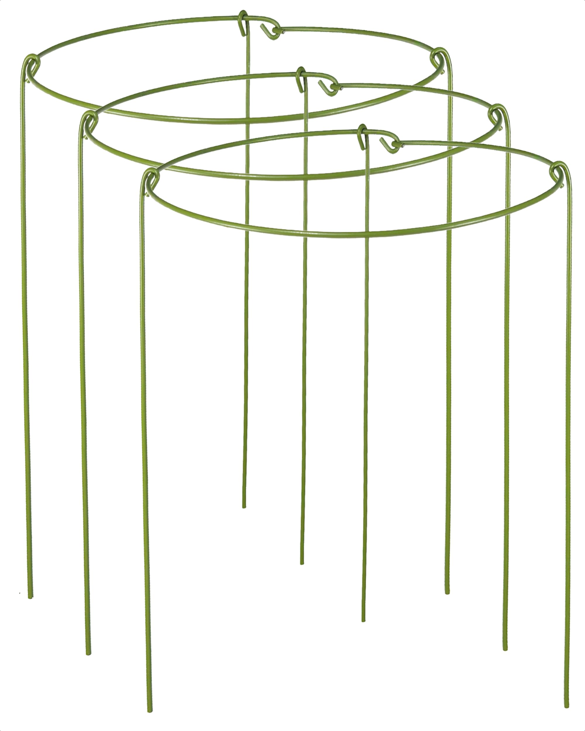 YEOAUM 3-pack plant stake set with green coating supports garden stability.