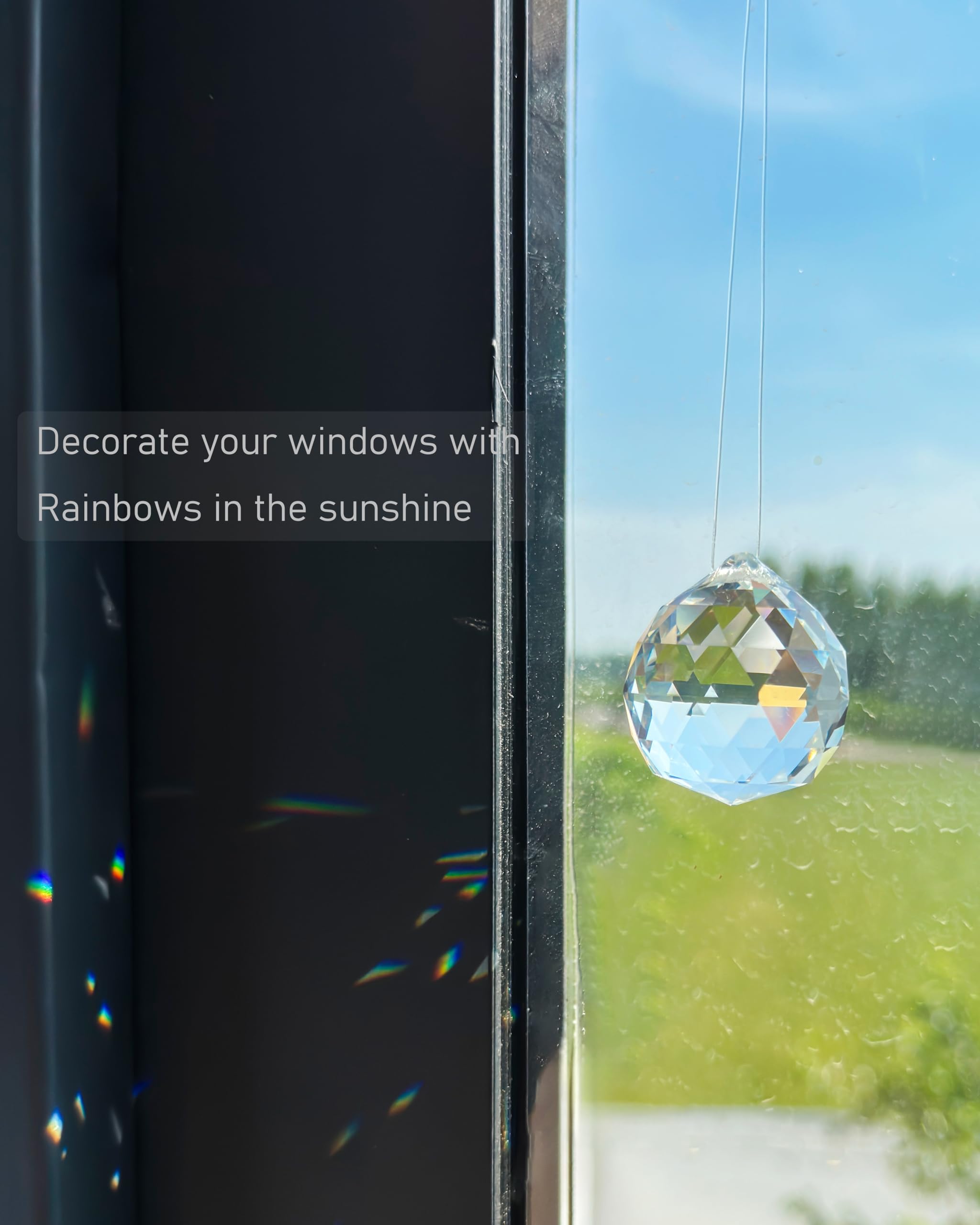 YEOAUM Crystal ball rainbow maker pendant fills living spaces with sparkling light patterns.