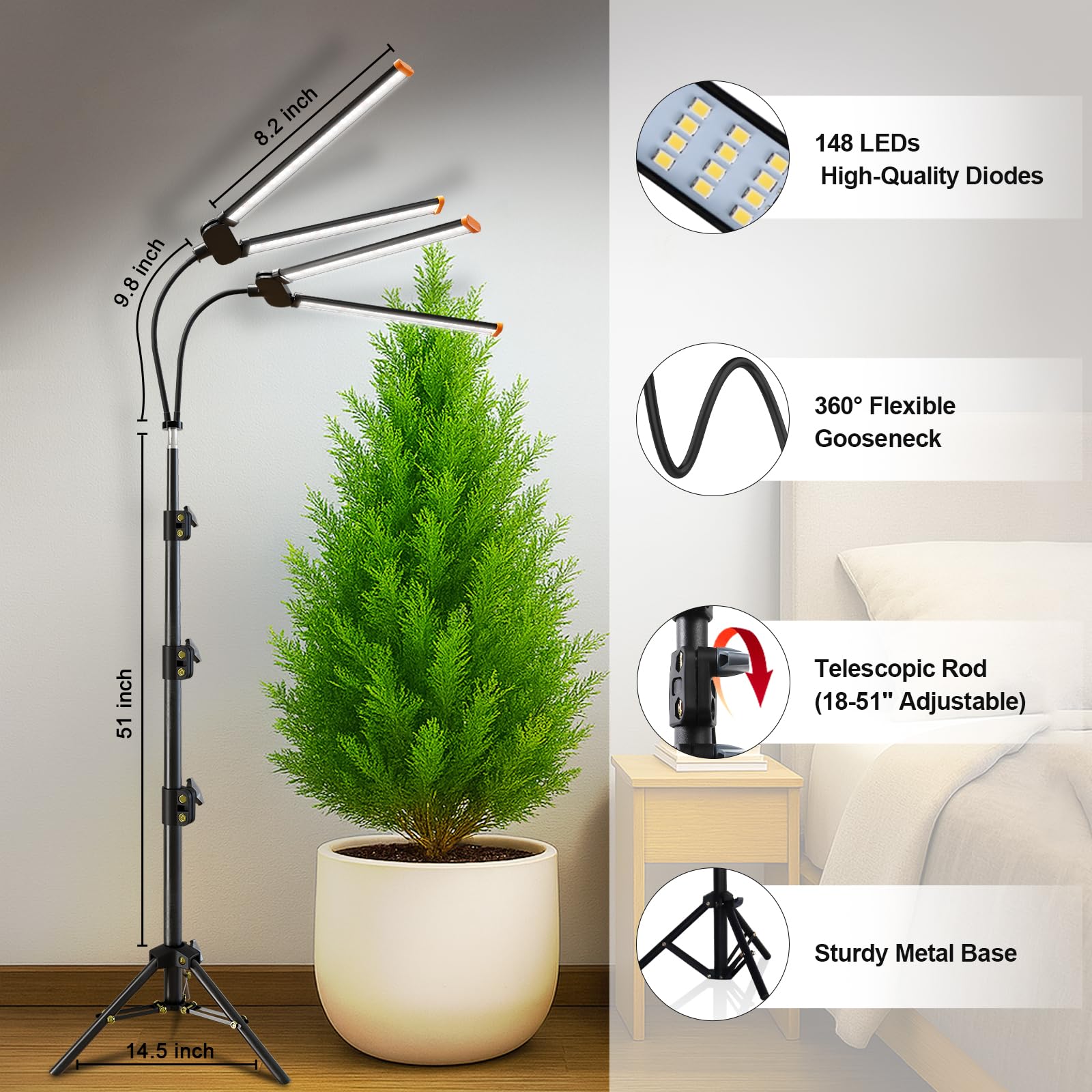 YEOLEH grow light controller demonstrates dimmable power and timing options.