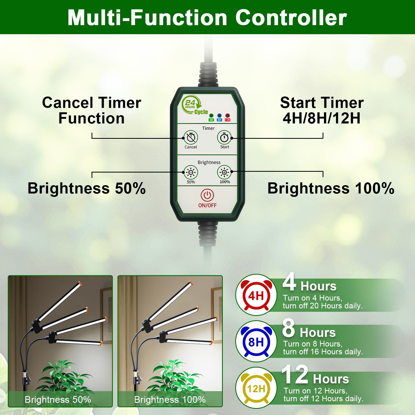 YEOLEH floor lamp grow light extended tripod reaches tall indoor plants.