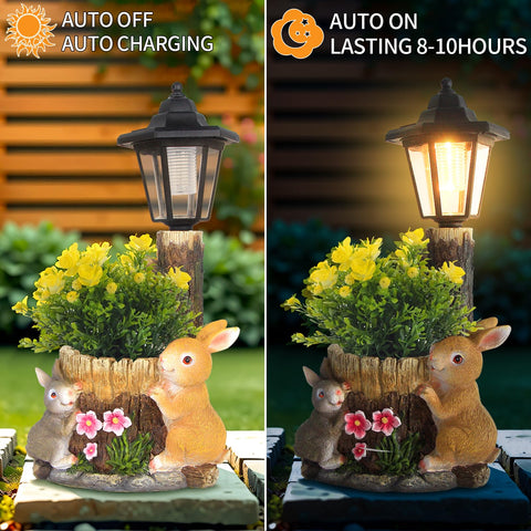 YEPOTUE bunny garden ornament with UV coating resists fading.