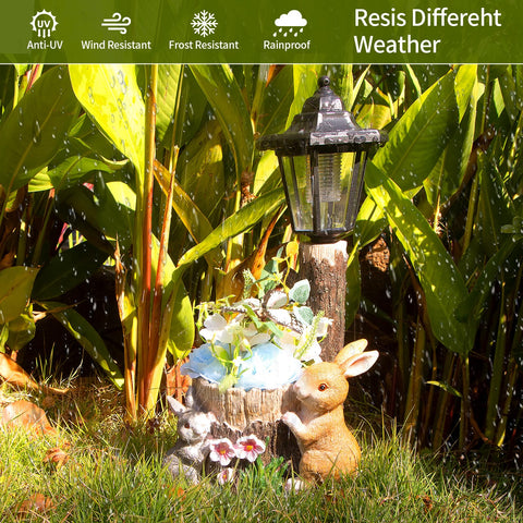 YEPOTUE bunny statue dimensions help plan placement in your garden.