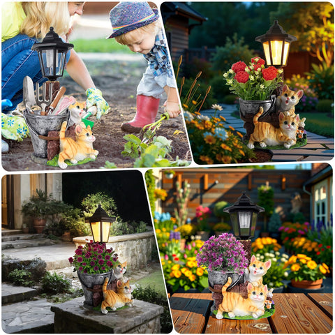 YEPOTUE double-cat figure welcomes guests with playful expression.