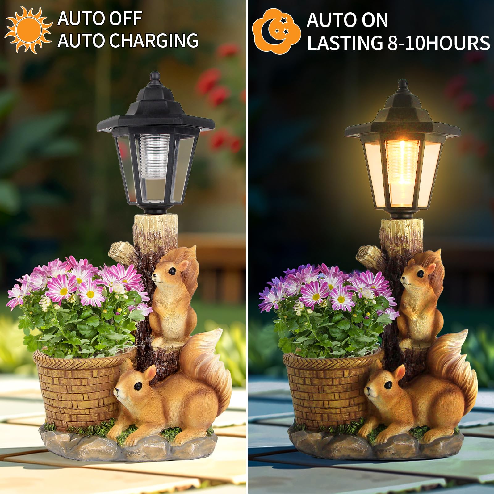 YEPOTUE garden sculpture combines planter with a night lantern