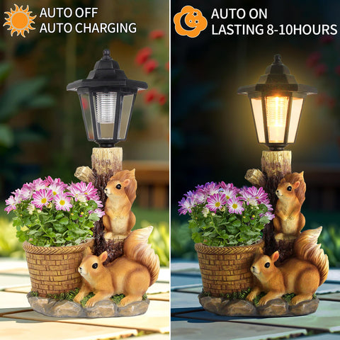 YEPOTUE garden sculpture combines planter with a night lantern