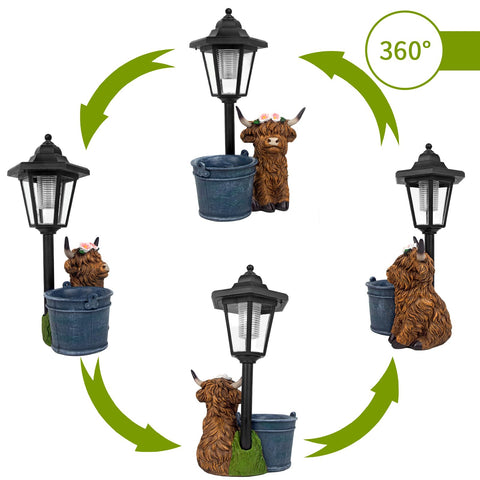 YEPOTUE Highland cow floral headdress adds garden whimsy.
