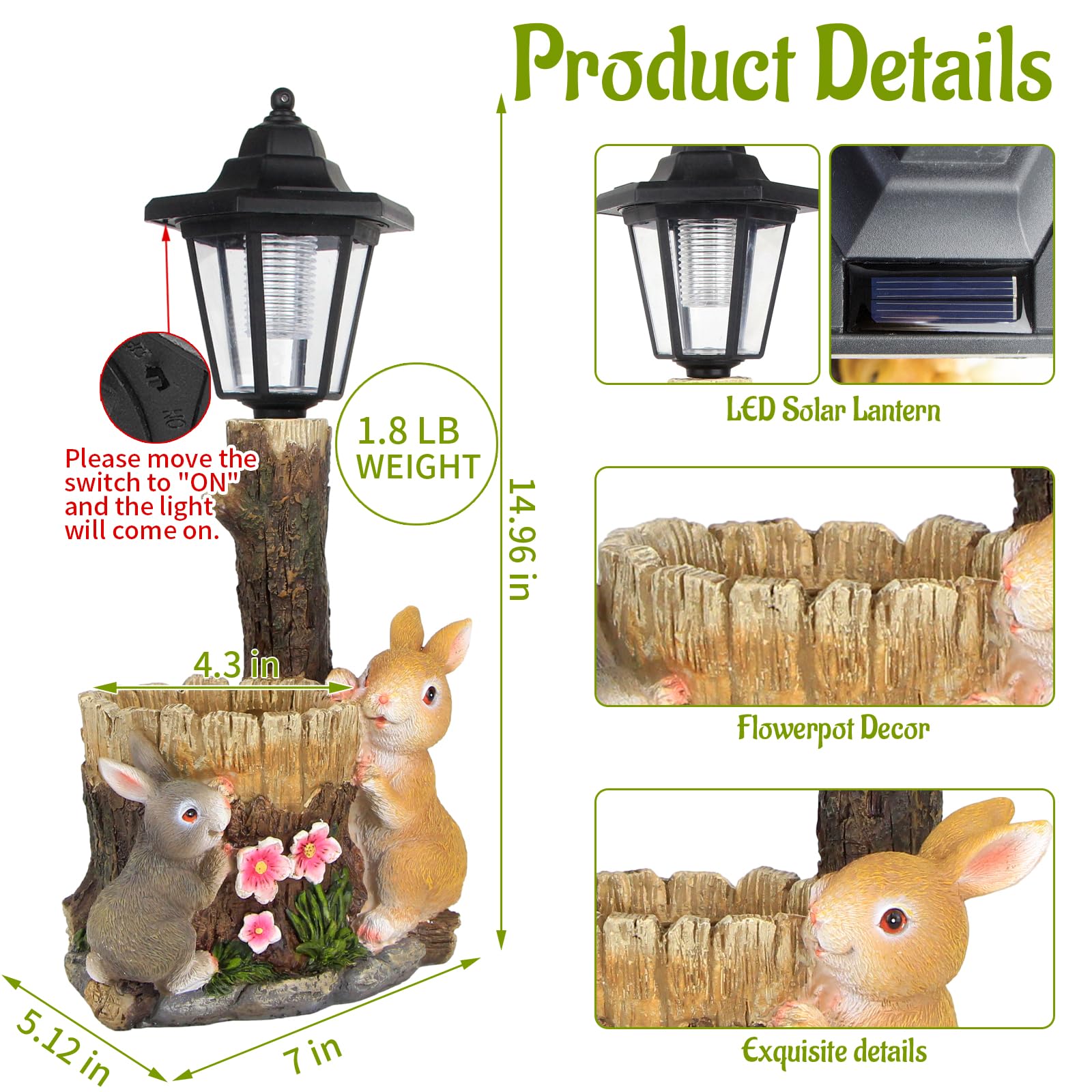 YEPOTUE outdoor rabbit statue made of waterproof resin withstands rain and sun.